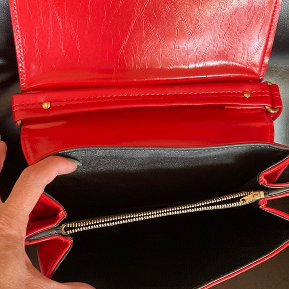 Women's Red Crossbody Bag with Gold-Tone Clasp - Picture 5 of 5